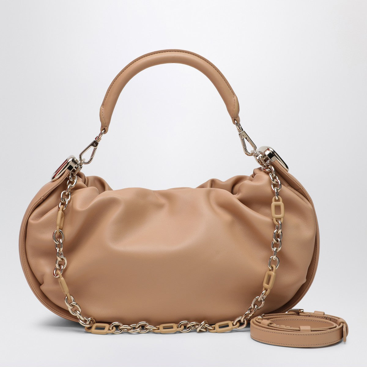 ROGER VIVIER Viv'' Choc Royal desert leather hobo bag